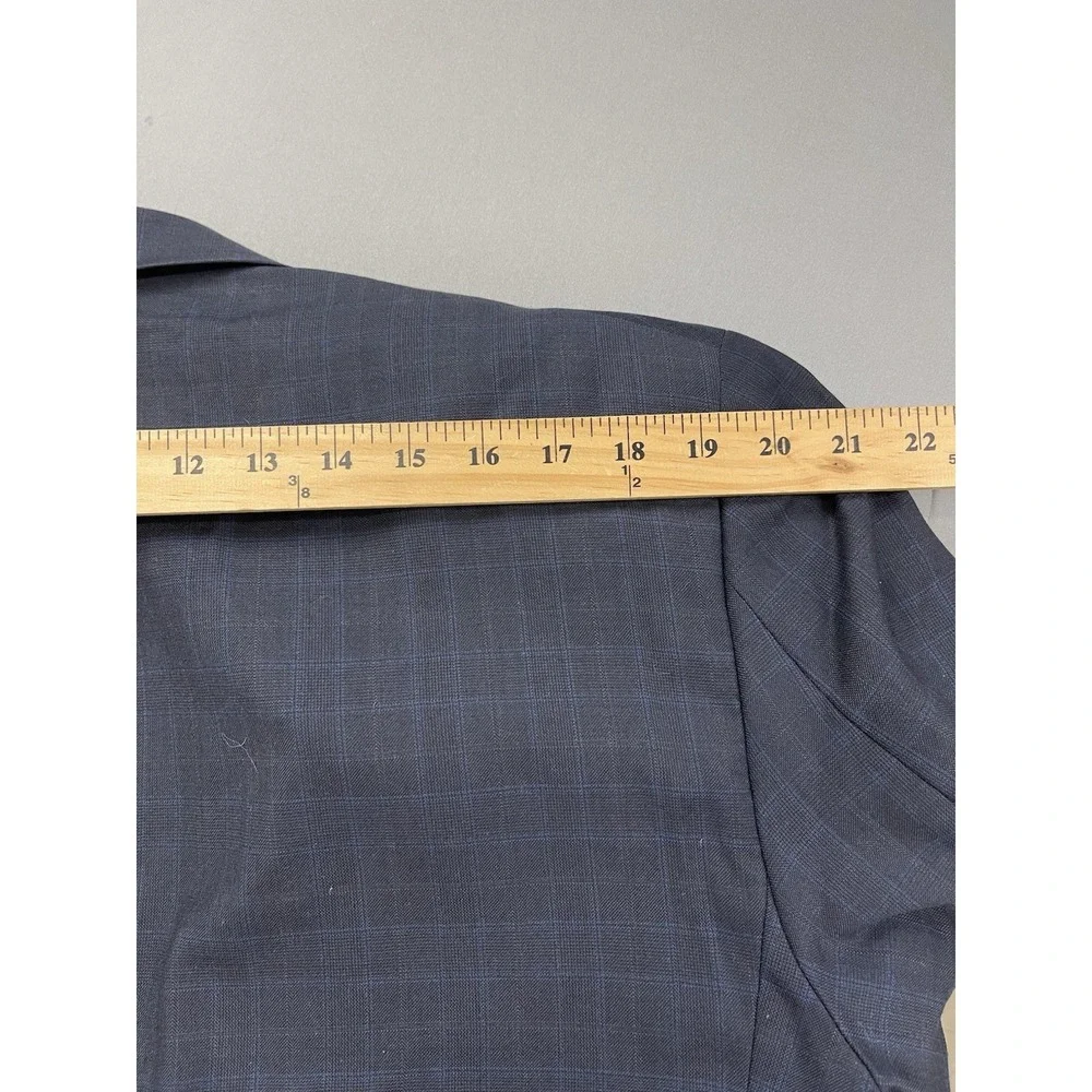 Jos A Bank Men Suit 43‎ Blue Plaid Signature Formal Wool Blazer 2 pc Pants 36x30